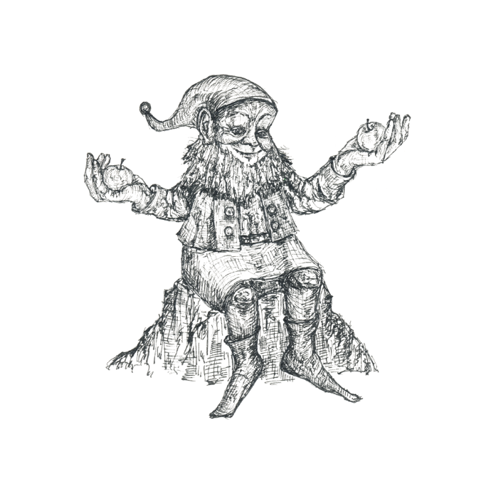 Eine Illustration des Ötscherbergmännchens von Klara Naynar